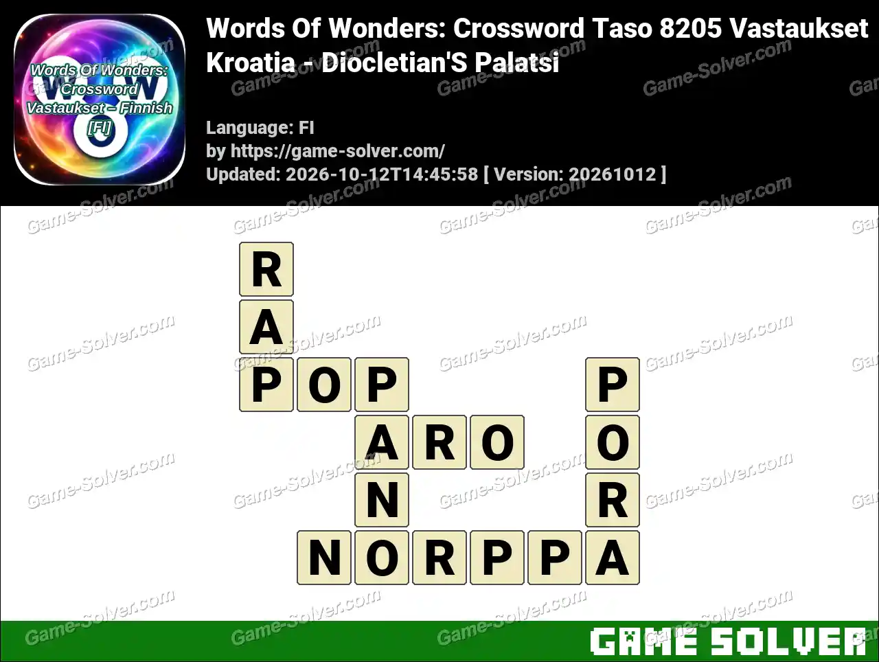 Words Of Wonders: Crossword Taso 8205 Vastaukset – Kroatia – Diocletian’S Palatsi